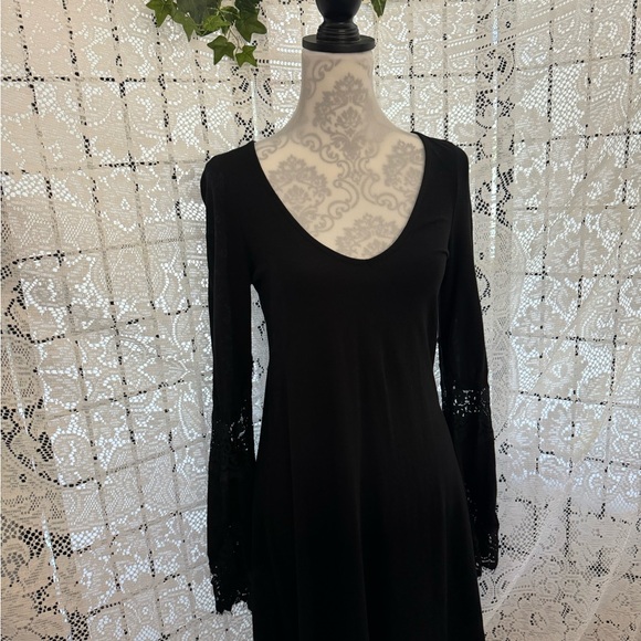 Stevie Nicks Style Black Angel Sleeve Dress with Laced Edging Women’s Size XS - Picture 12 of 13